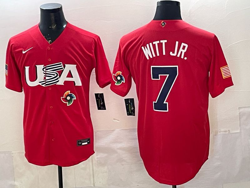 Men 2026 World Cub USA #7 Witt jr Red Nike MLB Jersey style 006->more jerseys->MLB Jersey